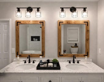 Provincial Finish Mirror, Available in 70 Sizes & 20+ Colors and Custom Sizes, Farmhouse Solid Wood Frame Mirror,Bathroom Decor