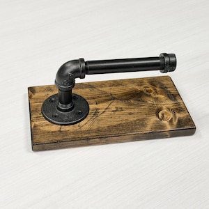 Toilet Paper Holder On Rustic Distressed Wood, Pipe Paper Dispenser, Steampunk Bathroom Paper Holder, Wall Mount Toilet Paper Idea, Gifts
