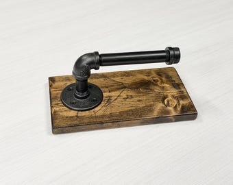 Soporte para papel higiénico de madera rústica envejecida, dispensador de papel de tubería, soporte de papel higiénico steampunk para baño, idea para soporte de papel higiénico de pared, regalos