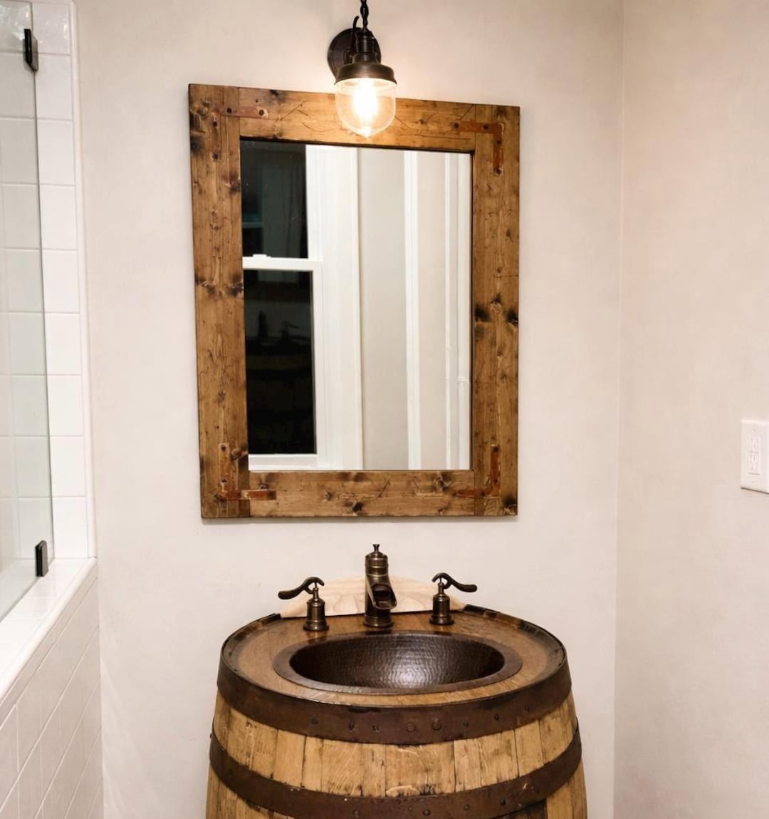 RUSTIC DISTRESSED Mirror, Farmhouse Mirror, Rustic Wood Mirror ...