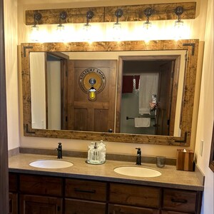 Rustic Distressed Wood Frame Mirror, Farmhouse bathroom Vanity Mirror, Large Small Sizes, Cottage Hallway Decor imagen 14