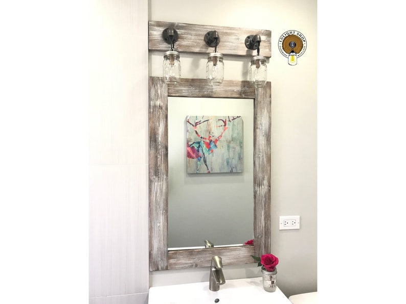 Bathroom Set LIGHT WHITEWASH Mason Jar Light Fixture and Etsy