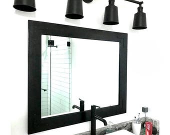 BLACK Mirror, Bathroom Mirror, Wall Mirror, Wood Mirror, Modern Rustic Farmhouse Minimalistic Mirror, Large Mirror, Best Selling Mirrors