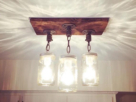 Rustic Industrial Modern Handmade Mason Jar Chandeliers/Rustic Lighting/3,4,6 Mason Jars/Lighting/Pendant Lights/Farm Lights/Cottage/Fixture