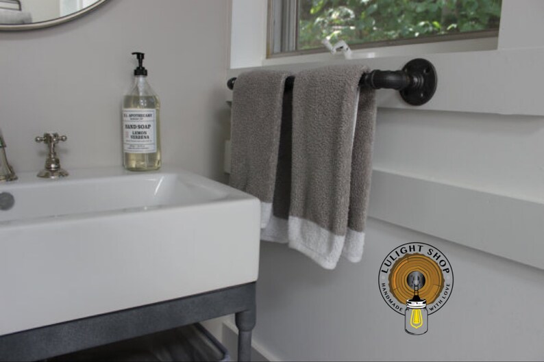 Industrial Towel Bar Pipe Towel Holder Pipe Bathroom Etsy