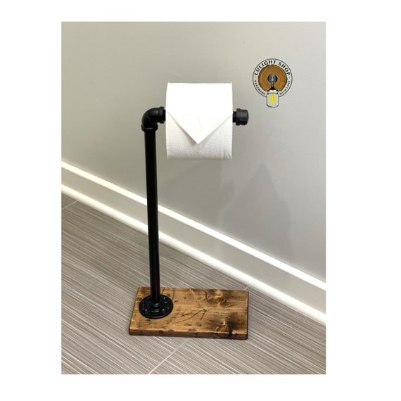 Industrial Rustic Modern Toilet Paper Stand,TP Stand, Standing Toilet Paper Holder,Pipe TP Holder,Rustic Bathroom Decor,Free Standing TP
