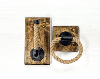 Rope Bathroom Set of 2 | Rustic Rope Towel Ring and Toilet Paper Holder | Farmhouse Decor, Coastal Bathroom Accessories, Cottage Style