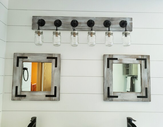 LIGHT WHITEWASH Vanity Light Fixture Mason Jar Light Bathroom