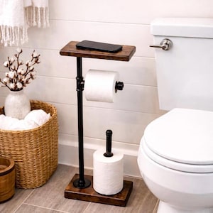 Handcrafted Toilet Paper Stand With Extra Storage – Unique, American-Made Excellence for Your Home