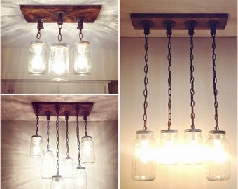 Rustic Industrial Modern Handmade Mason Jar Chandeliers/Rustic Lighting/3,4,6 Mason Jars/Lighting/Pendant Lights/Farm Lights/Cottage/Fixture