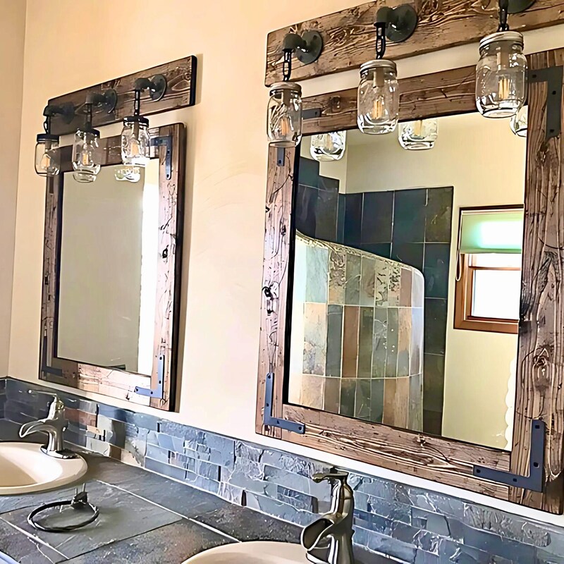 Rustic Bathroom Mirror - Etsy