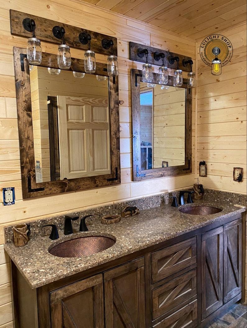 RUSTIC DISTRESSED Mirror Wall Mirror Bathroom Mirror Rustic Etsy