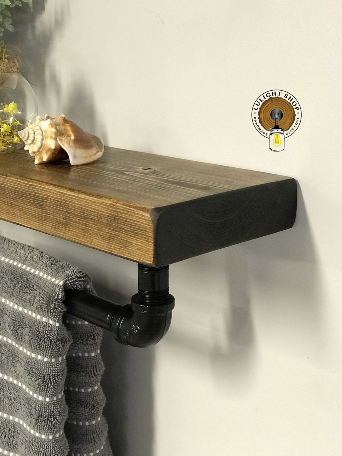 Floating Shelves Set of 2 Solid Wood Bathroom Shelf With - Etsy