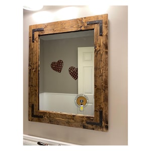 Rustic Distressed Wood Frame Mirror, Farmhouse bathroom Vanity Mirror, Large Small Sizes, Cottage Hallway Decor imagen 13