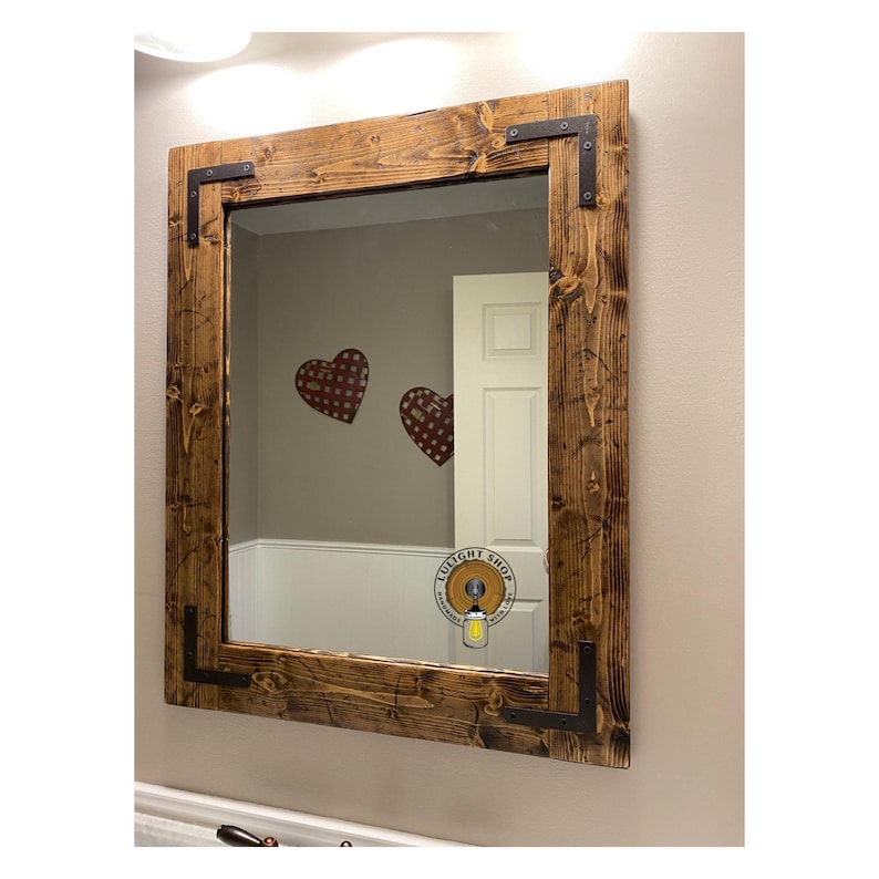 Rustic Distressed Wood Frame Mirror, Farmhouse bathroom Vanity Mirror, Large Small Sizes, Cottage Hallway Decor imagen 13