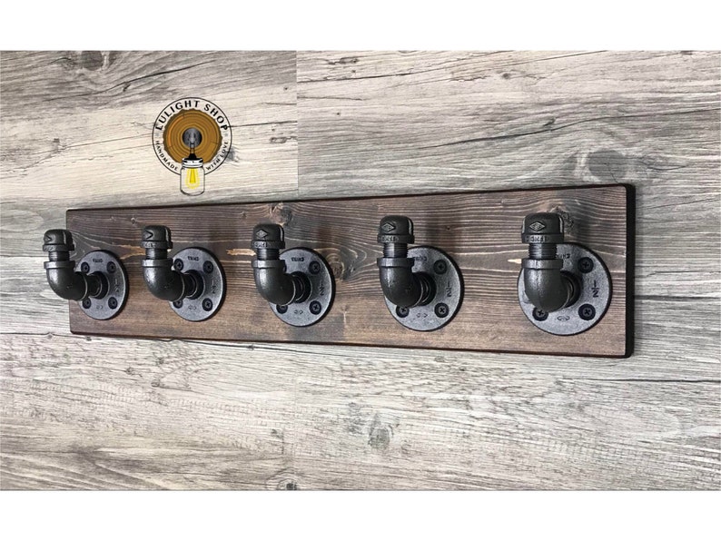 ESPRESSO Wall Hooks, Rustic Pipe Rack, Coat Hooks, Decorative Wall Hooks, Hooks on Wood, Towel Rack, Best Selling Items Wood, Hooks, Rack image 1