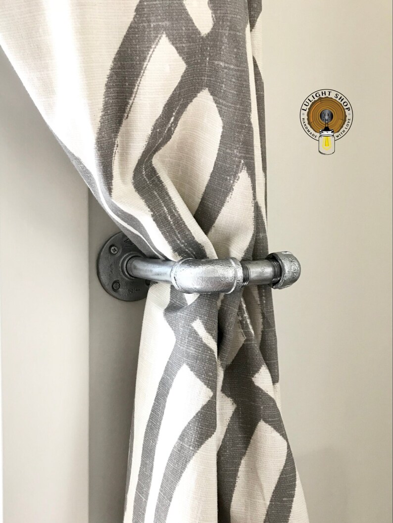 Industrial Curtain Holder Window Treatments Tie Backs Etsy