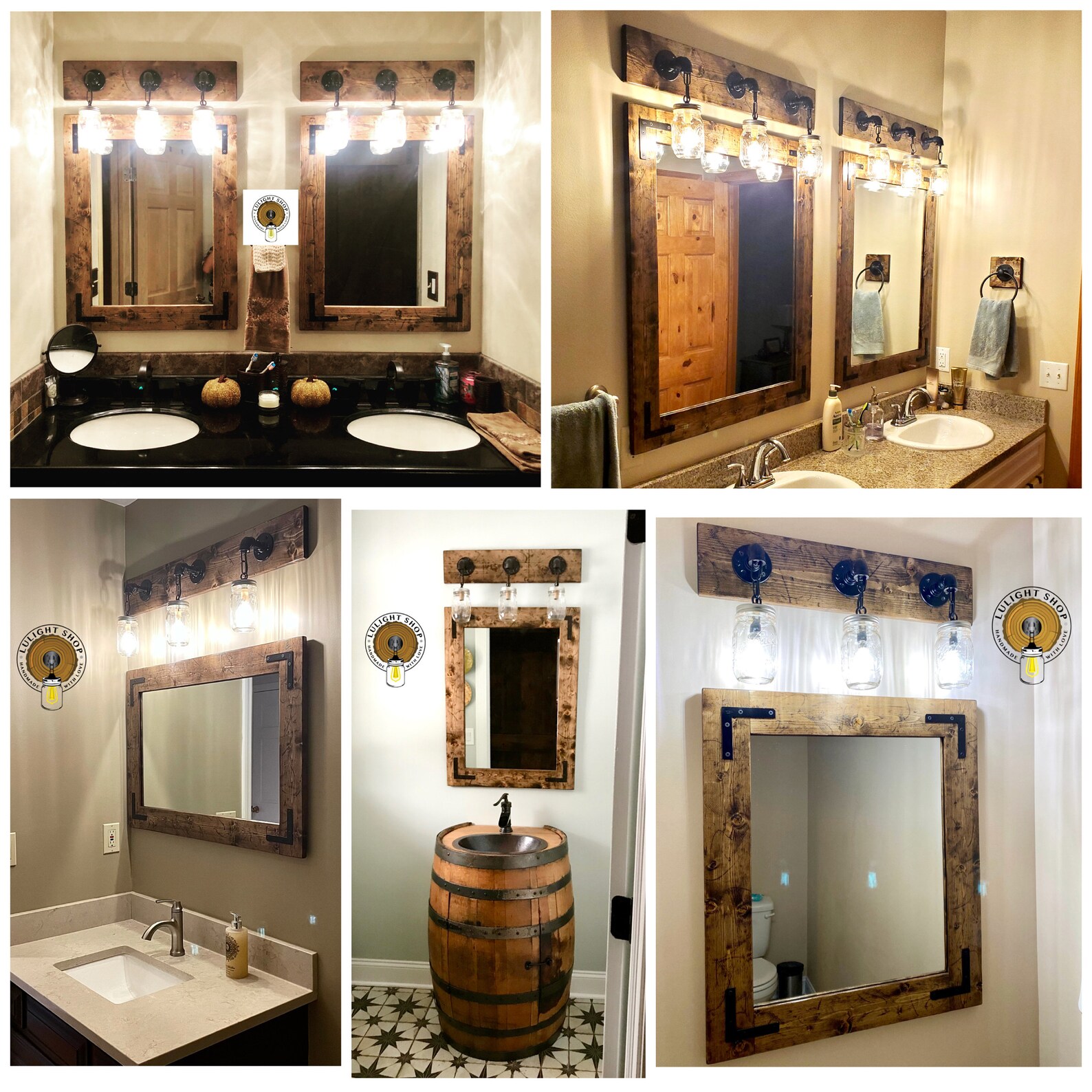 Rustic Bathroom Set RUSTIC DISTRESSED Mirror Light Etsy