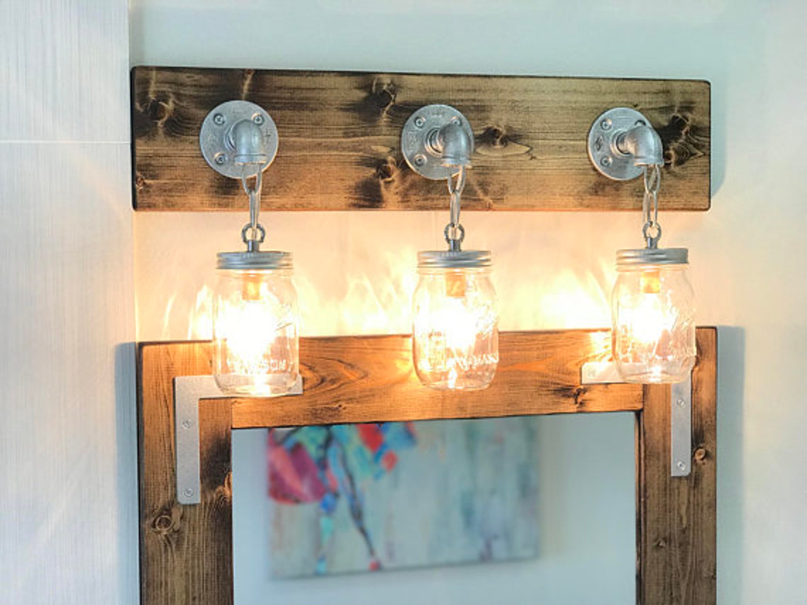 LIGHT WHITEWASH Mason Jar Light Nautical Decor Bathroom Etsy