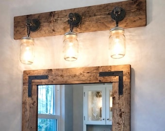 RUSTIC DISTRESSED Vanity Light Fixture , Mason Jar Light, Light for Bathroom, Cool Light, Farmhouse Light, Wall Lighting, Pendant Light