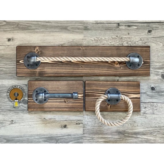 Stain Wood Rope Bathroom Set - Etsy