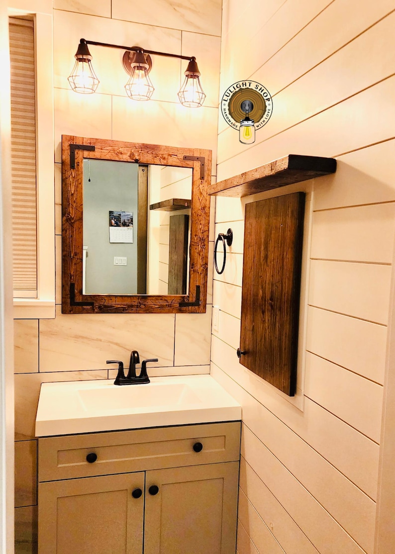 Rustic Distressed Wood Frame Mirror, Farmhouse bathroom Vanity Mirror, Large Small Sizes, Cottage Hallway Decor imagen 20