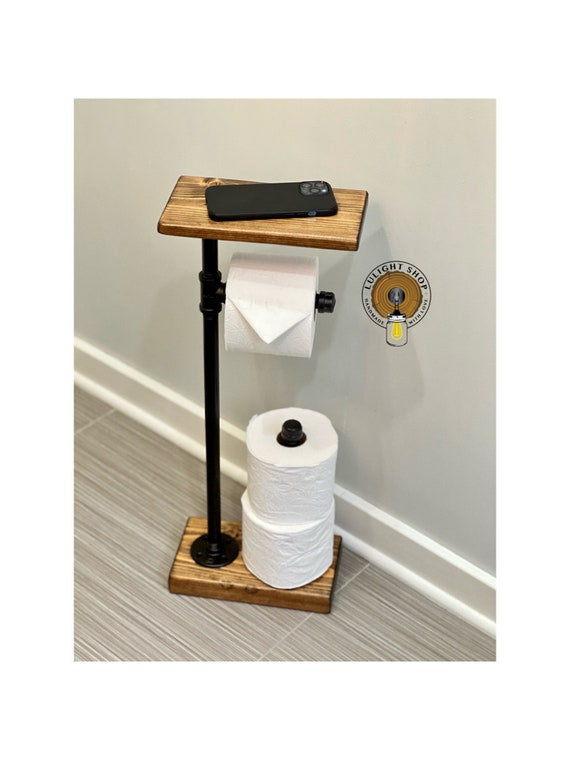 Toilet Paper Stand With Shelf and Extra Storage 3 Rolls Paper 