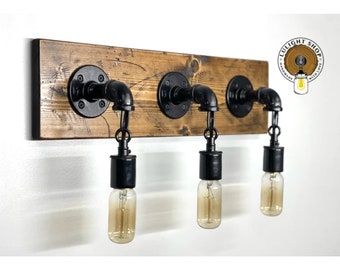 Rustic Edison Bulb Bathroom Light Fixture, Pipe Pendant Light, Pipe Wall Sconce, Pipe Vanity Light, Unique Farmhouse Lighting, New Home Gift