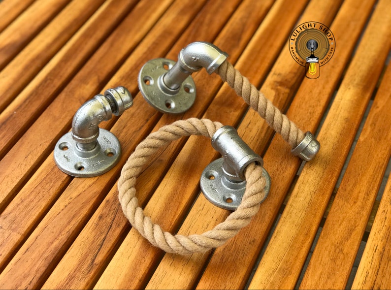 Rope Bathroom Set of 3 Rope TP Rope hand Towel Holder Hook Etsy