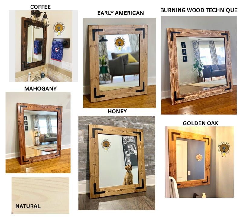 Wood Stain Samples for Lulight Mirrors and Shelves, Individual Solid Wood Color Swatches image 10