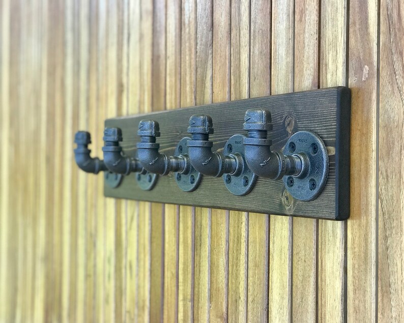 Industrial Modern Rustic Pipe Coat Rack on Wood Storage Etsy