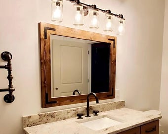 Rustic Framed Bathroom Mirror, Wall Mirror, Mirror, Real Wood Mirror, Full Length Mirror, Western Vanity Mirror, Large and Small Mirrors