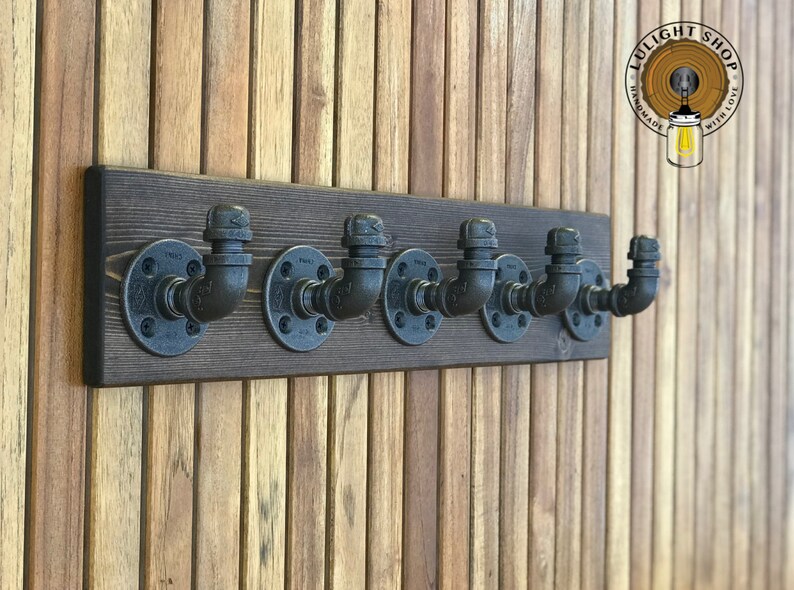 Industrial Modern Rustic Pipe Coat Rack on Wood Storage Etsy