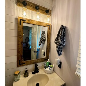 Rustic Distressed Wood Frame Mirror, Farmhouse bathroom Vanity Mirror, Large Small Sizes, Cottage Hallway Decor imagen 11