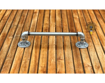 Towel bar, towel rack, towel holder rod hand towel holder bath towel industrial bathroom rustic towel rack steampunk iron pipe door handle