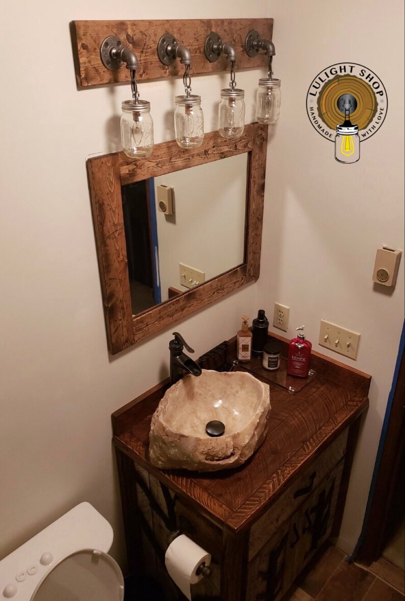 Bathroom Set RUSTIC DISTRESSED Mirror Light Fixture Etsy