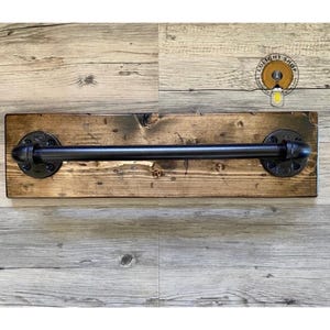 Pipe Towel Bar, Rustic Wooden Towel Rod, Wood and Pipe Hand Towel Bar Rod Rack, Bathroom Towel Rod, Handmade Towel Rod , Modern Rod, Gift