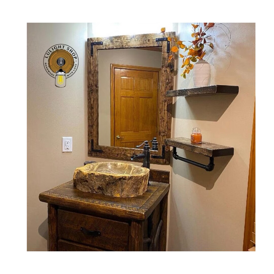RUSTIC DISTRESSED Mirror, Wall Mirror, Bathroom Mirror, Wood Frame ...