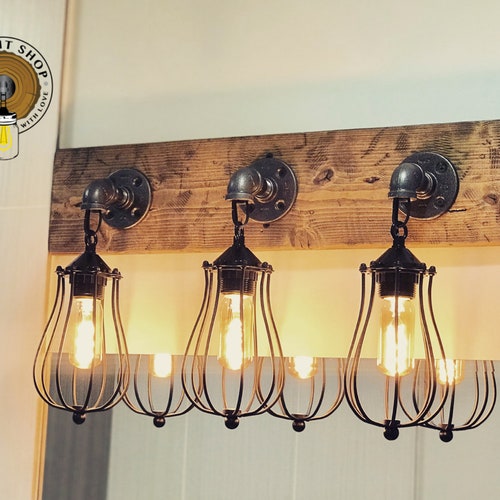 Industrial Vanity Lighting Rustic Bathroom Light Fixture Etsy
