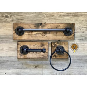 Rustic Bathroom Set, Industrial Pipe Set, Full Bathroom Accessories, Rustic Set, Industrial Bathroom, Modern Bathroom, Farmhouse Decor