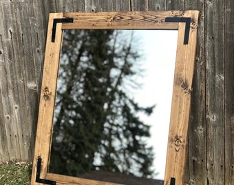 Farmhouse Mirror, Dark Walnut Frame Mirror, Framed Mirror, Entryway Mirror, Rustic Mirror, Bathroom Mirror, Wood Mirror, Country Mirrors