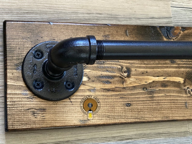 Rustic Industrial Hand Towel Bar On Wood Bathroom Decor Etsy