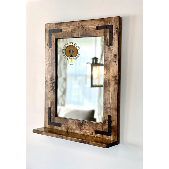 Rustic Mirror With a 3.5 Deep Shelf Small Mirror Large Mirror