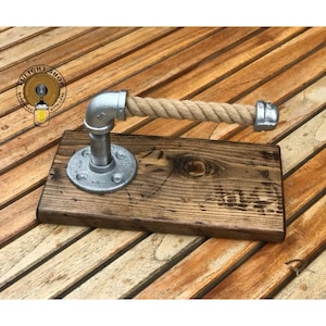 Rustic Rope Toilet Paper Holder, Rope TP, Toilet Paper Roll, Paper Holder, Nautical Decor, Rustic Decor, Pipe Toilet Paper, Bathroom Decor