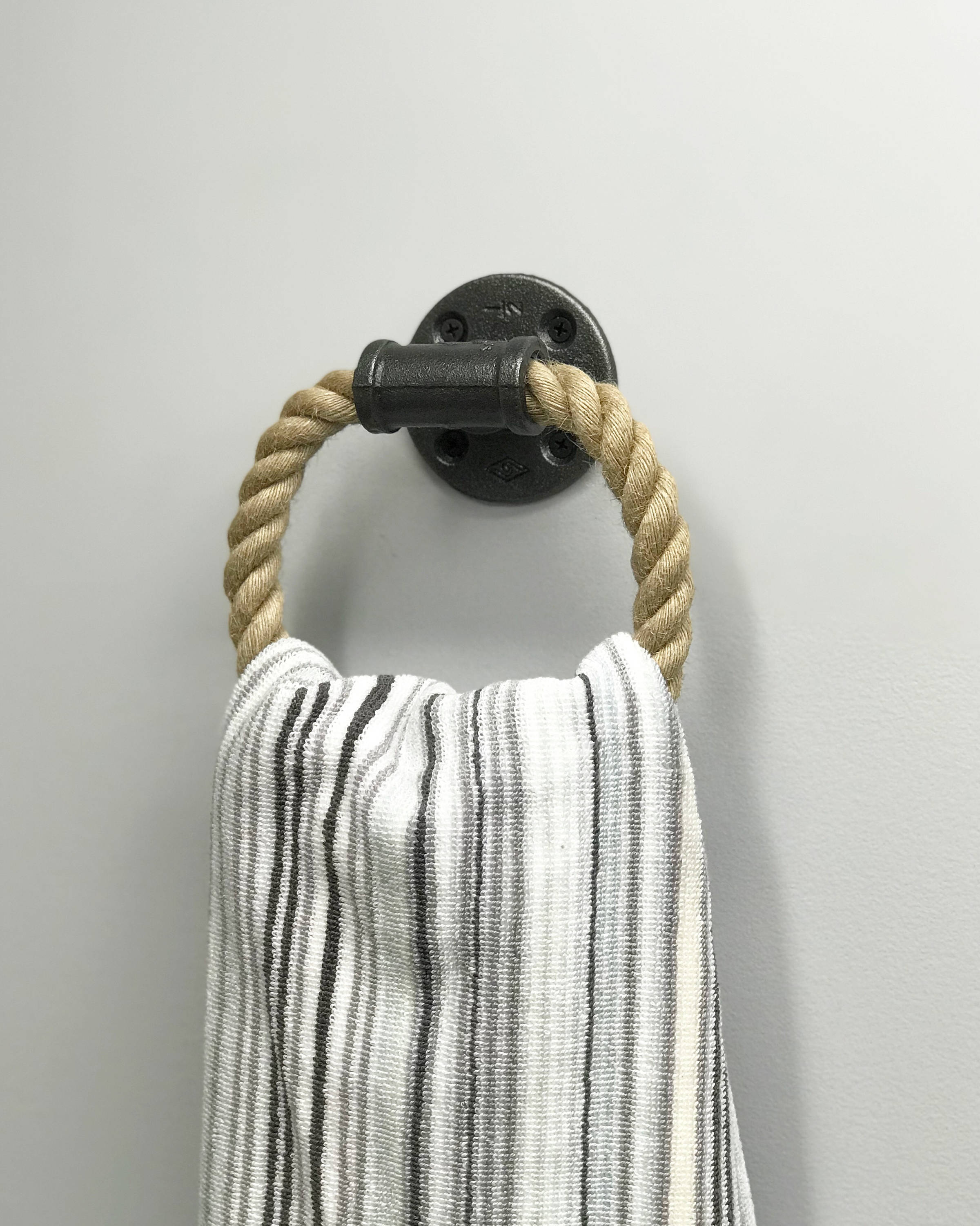 Rustic Industrial Modern Rope Towel Ring Nautical Design Etsy
