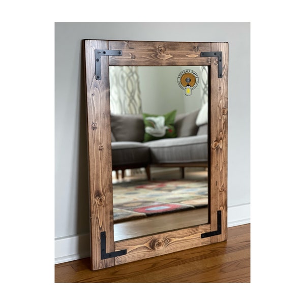 ENGLISH CHESTNUT Framed Mirror, Wall Mirror, Bathroom Mirror, Farmhouse Mirror, Single and Double Vanity Mirror, Custom Size Mirror, Bronze