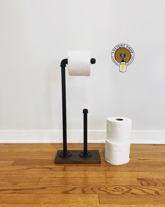 Black Toilet Paper Holder Stand, Bathroom Toilet Tissue Paper Roll Storage  Free Standing Tissue Roll Holder Industrial Toilet Paper Dispenser for