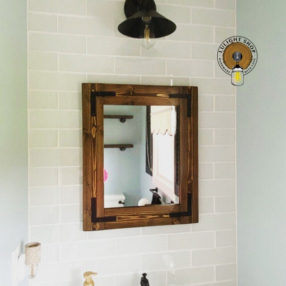 ESPRESSO Bathroom Mirror Farmhouse Wood Frame Mirror Rustic | Etsy