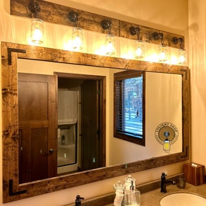 RUSTIC DISTRESSED Mirror, Wall Mirror, Bathroom Mirror, Rustic Wood Mirror, Wood Frame Mirror, Vanity Mirror, Large Mirror, Small Mirror image 4