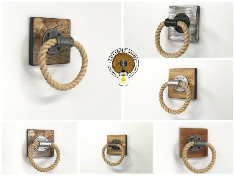 Rope Towel Holder Towel Bar Rustic Decor Nautical Design Etsy